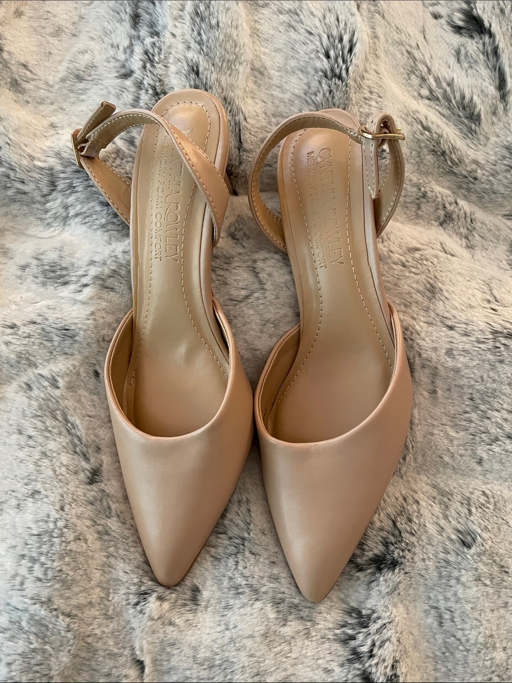 Cynthia Rowley Nude Pointed-Toe Slingback Flats
